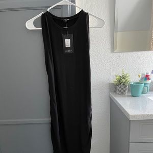 NWT black ruched MIDI dress